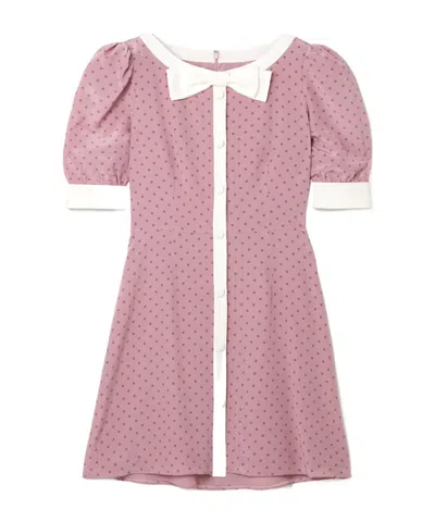 Alessandra Rich Polka Dot Mini Dress With Bow Decoration In Pink