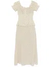 Alessandra Rich Womens Cream-black Bardot-neckline Polka-dot Silk Midi Dress In Neutrals
