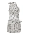 Alessandra Rich One-shoulder Mini Dress In Polka In White