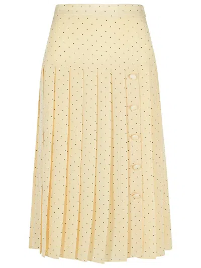 Alessandra Rich Polka Dot Pattern Pleated Skirt In Beige