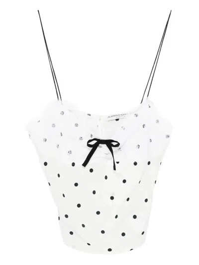 Alessandra Rich Polka-dot Prin Tank Top In White