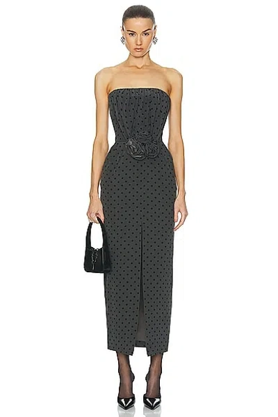 Alessandra Rich Polka Dot Print Bustier Dress In Grey & Black