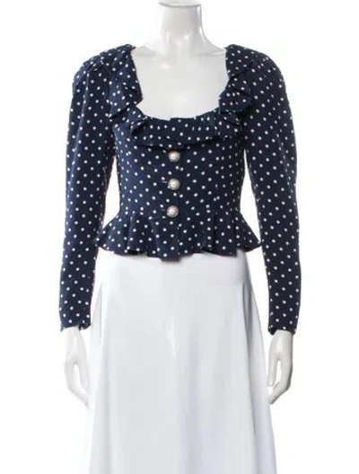 Pre-owned Alessandra Rich Polka Dot Print Long Sleeve Blouse In White