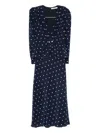 Alessandra Rich Polka Dot-print Midi Dress In Blue