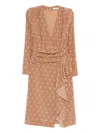 Alessandra Rich Polka Dot-print Midi Dress In Brown