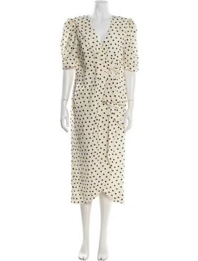 Pre-owned Alessandra Rich Polka Dot Print Midi Length Dress In Neutral
