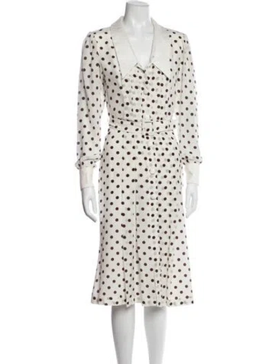 Pre-owned Alessandra Rich Polka Dot Print Midi Length Dress In White