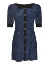 Alessandra Rich Bow-detail Polka-dot Silk Minidress In Navy Blue/white