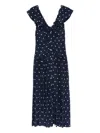 Alessandra Rich Polka Dot-print Ruffled Dress In Blue