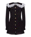 Alessandra Rich Lace-trimmed Polka-dot Silk-crepe Mini Dress In Black