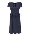 Alessandra Rich Bow-detailed Ruffled Polka-dot Silk Midi Dress In Black