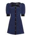 Alessandra Rich Bow-detail Polka-dot Silk Minidress In Blue