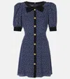 Alessandra Rich Polka-dot Printed Silk Minidress In Blue