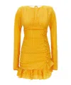 Alessandra Rich Polka-dot Ruffled Silk Minidress In Yellow