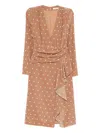 Alessandra Rich Polka Dot-print Midi Dress In Brown