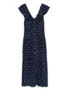 Alessandra Rich Polka Dot-print Ruffled Dress In Blue