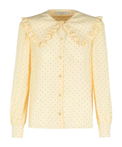 Alessandra Rich Polka Dot Shirt In Nude