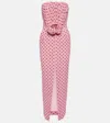 Alessandra Rich Flocked Polka Dot Silk Georgette Dress In Pink