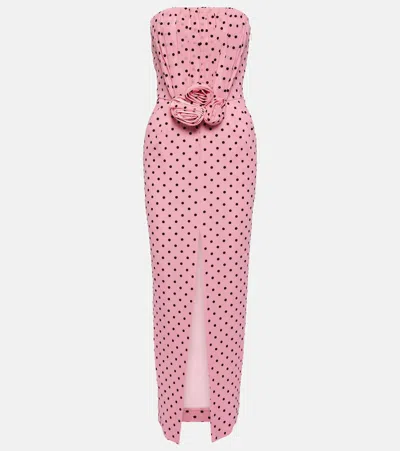 Alessandra Rich Polka-dot Silk Georgette Bustier Gown In Pink
