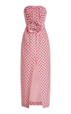 Alessandra Rich Flocked Polka Dot Silk Georgette Dress In Pink
