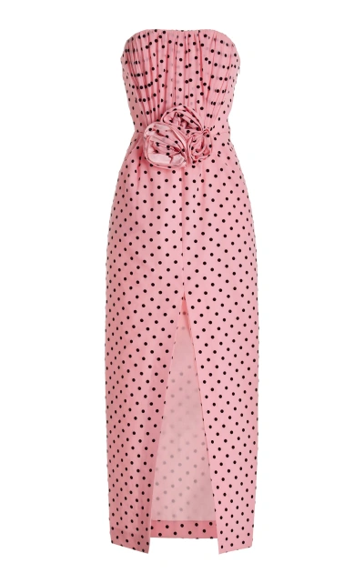 Alessandra Rich Polka-dot Silk Georgette Midi Dress In Pink