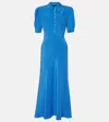 Alessandra Rich Polka-dot Silk Maxi Dress In Blue