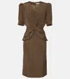 Alessandra Rich Polka-dot Silk Midi Dress In Green