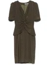 Alessandra Rich Polka-dot Silk Midi Dress In Green