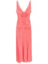 Alessandra Rich Polka Dot Silk Midi Dress In Pink