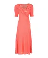 Alessandra Rich Polka-dot Silk Midi Dress In Pink