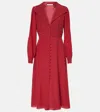 Alessandra Rich Womens Polka-dot Puffed-sleeves Silk Midi Dress Bordeaux Black In Red