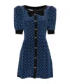 Alessandra Rich Bow-detail Polka-dot Silk Minidress In Blue