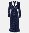 Alessandra Rich Polka-dot Silk Satin Shirt Dress In Blue
