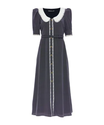 Alessandra Rich Polka-dot Midi Dress In Blue