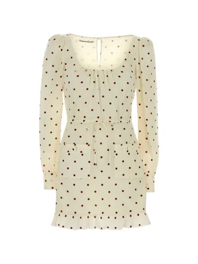 Alessandra Rich Print Silk Cdc Mini Dress With Spoon Neckline In Neutral