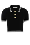 Alessandra Rich Braided Cotton Polo Shirt With Contrast Details