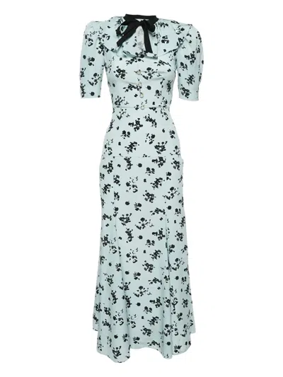 Pre-owned Alessandra Rich  Floral-print Maxi Dress In Blue