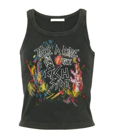 Alessandra Rich Printed Cotton Jersey Tank Top In Gray