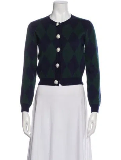 Pre-owned Alessandra Rich Printed Crew Neck Sweater In Blue