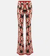 Alessandra Rich Printed High-rise Flare Pants In Beige-multi