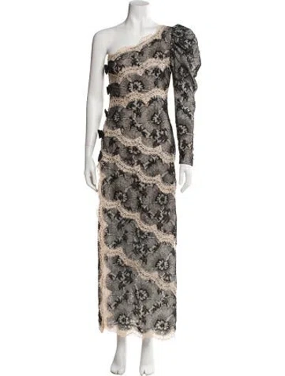 Pre-owned Alessandra Rich Printed Long Dress In Black