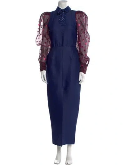 Pre-owned Alessandra Rich Printed Long Dress In Blue