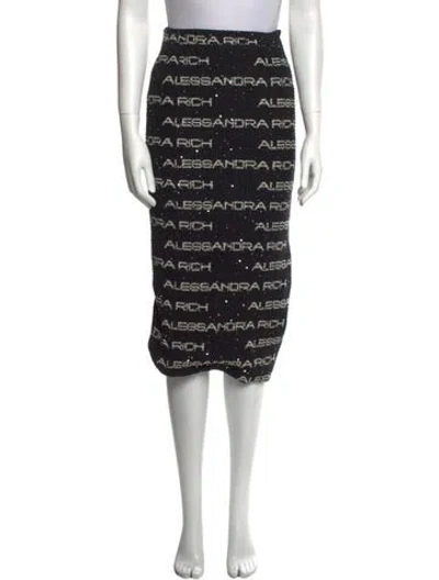 Pre-owned Alessandra Rich Printed Midi Length Skirt In Black