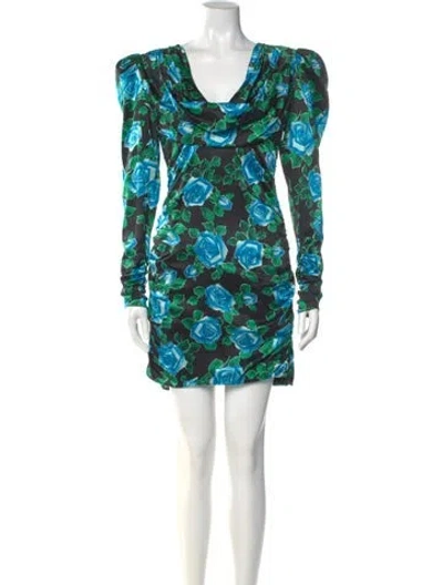 Pre-owned Alessandra Rich Printed Mini Dress In Black