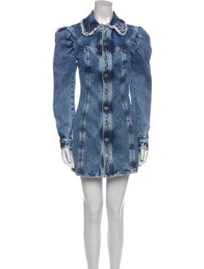 Pre-owned Alessandra Rich Printed Mini Dress In Blue