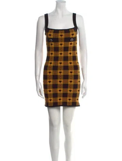 Pre-owned Alessandra Rich Printed Mini Dress In Yellow