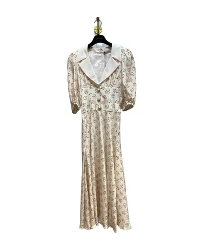 Alessandra Rich Printed Silk Dress In Nude