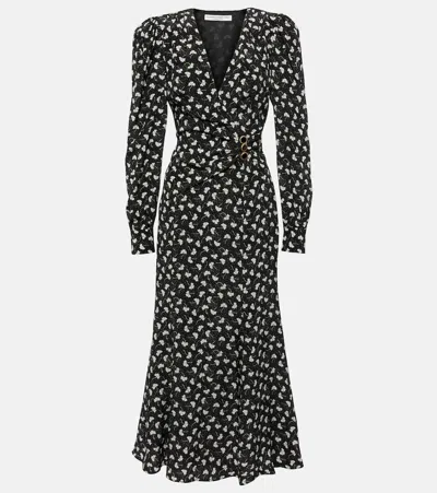 Alessandra Rich Printed Silk Midi Dress In Floral