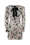 Alessandra Rich Bow-detailed Floral-print Silk Crepe De Chine Mini Dress In Multi