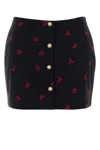 Alessandra Rich Printed Silk Mini Skirt In Black